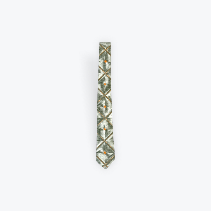 Patterned tie on a white background