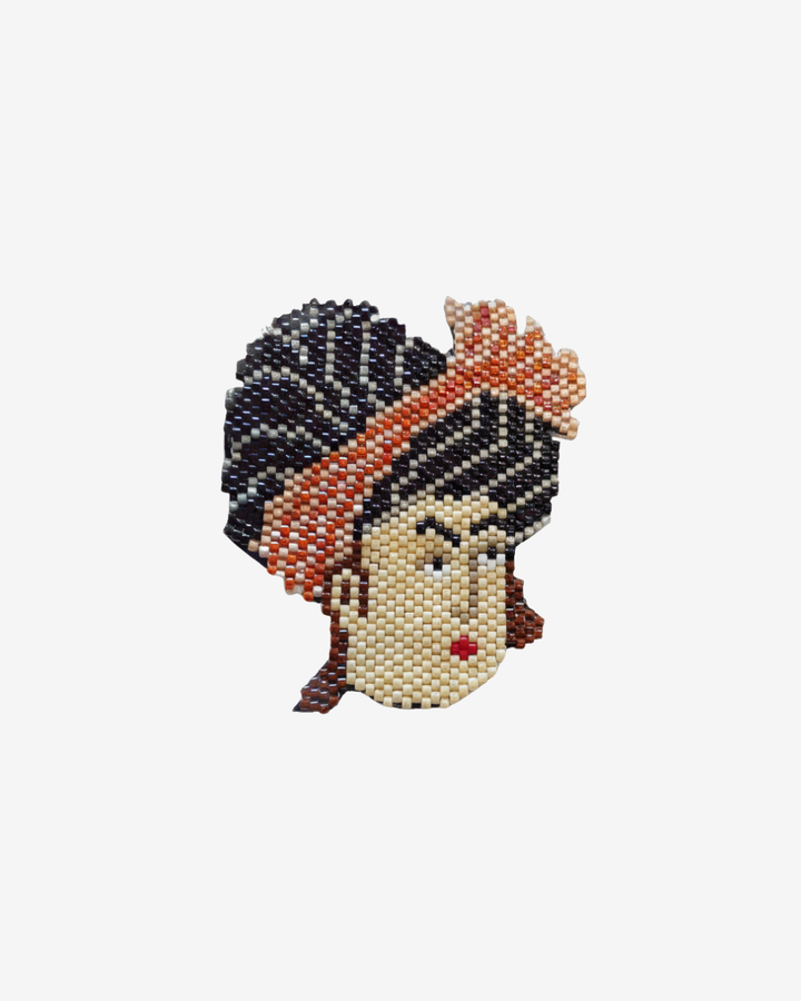 Chehreh Hand-Beaded Artisan Portrait Brooch
