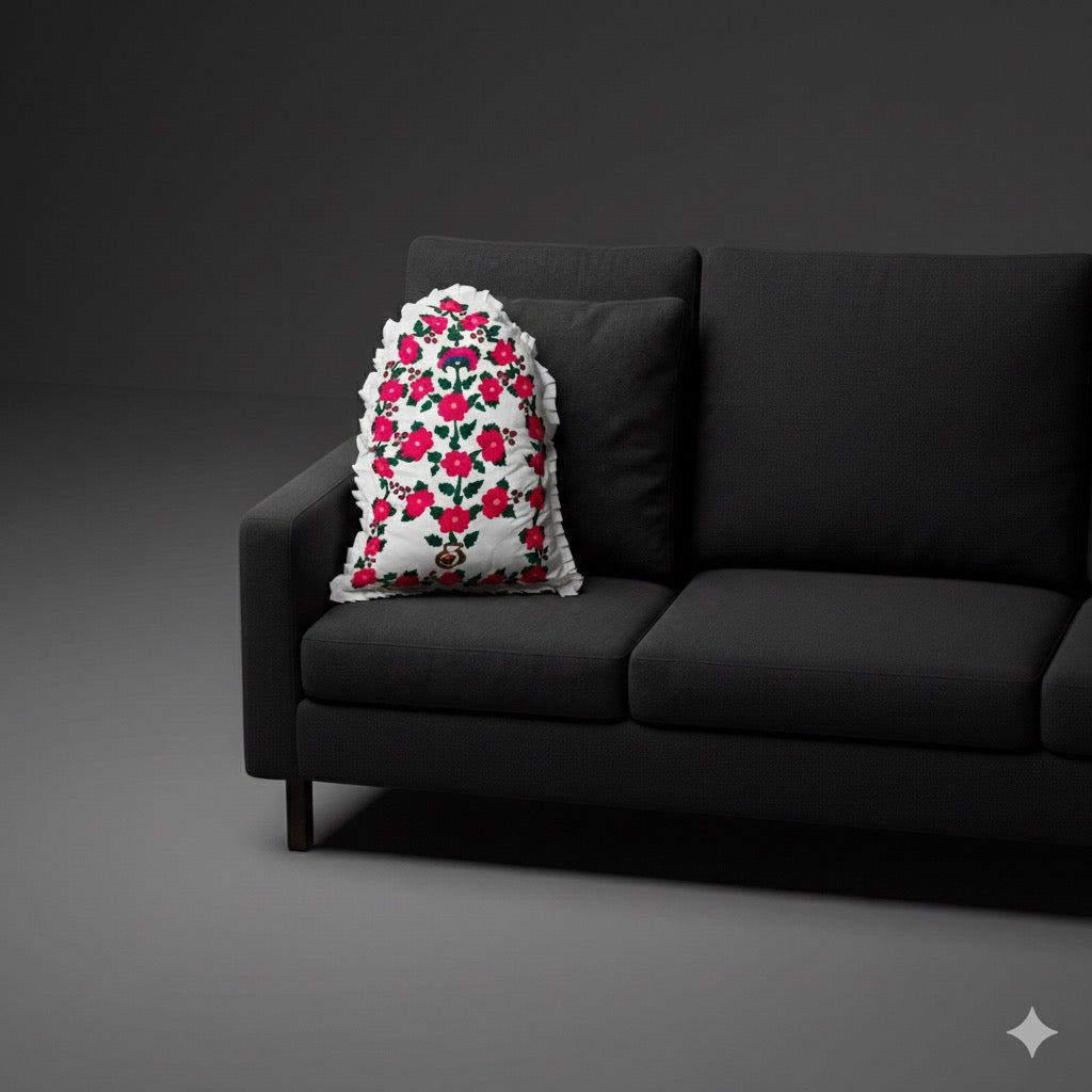 Handmade Afghan Floral Embroidered Cushion