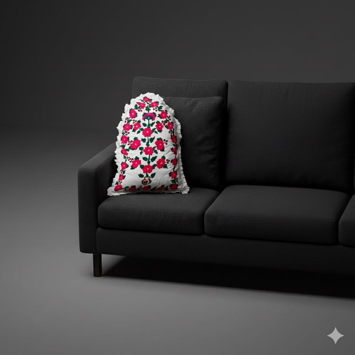Handmade Afghan Floral Embroidered Cushion