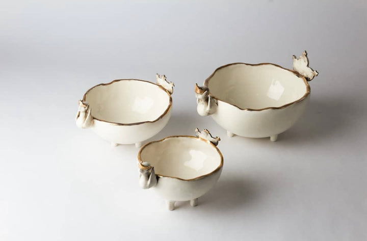 Golden-Rimmed Ceramic Bowl