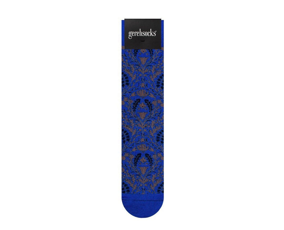 A single blue patterned sock with a black brand label at the top reading 'gerritsocks', shown on a plain white background.