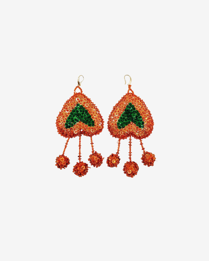 Janan Hand-Beaded Sequined Heart Earring