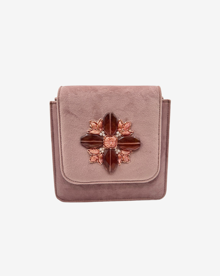 Naz Velvet Artisan Jewel-Motif Clutch