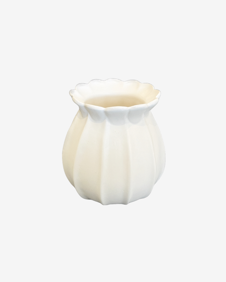 Shokufeh Hand-Glazed Ribbed Ceramic Vase