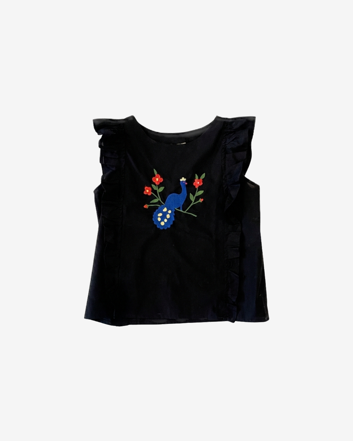 Tavos Artisan Embroidered Ruffle Top